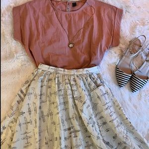 Handmade Airplane Gathered Skirt